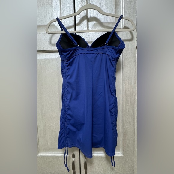 Spanx Love Your Assets Padded Push Up Swim Dress Swimsuit Small Blue Slim - Picture 5 of 15